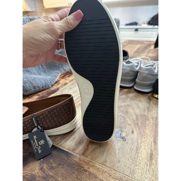 NWT Massimo Dutti Men's Brown Braided Leather Slip On Sneakers Size 11 - Picture 7 of 8